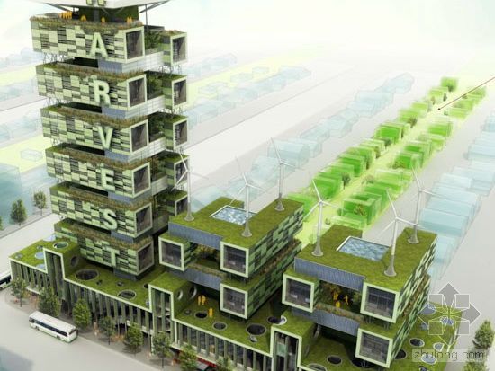 绿色收获大厦建筑效果图,建筑     