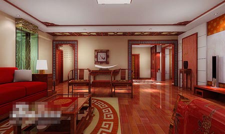 厅里摆一套明清式的红木家具     