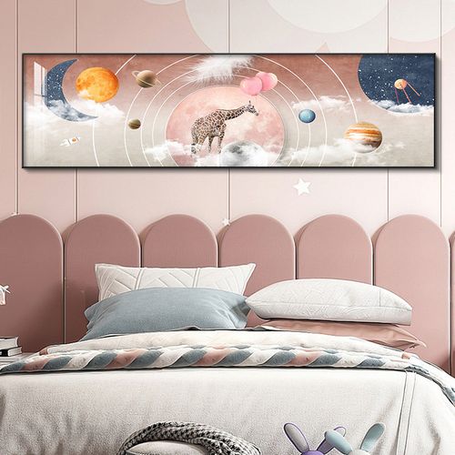 尚町  儿童房床头挂画背景墙男孩女孩卧室房间动物卡通晶瓷画