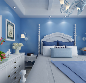地中海风情复古蓝墙纸现代简约纯色素色无纺布壁纸服装店装修
