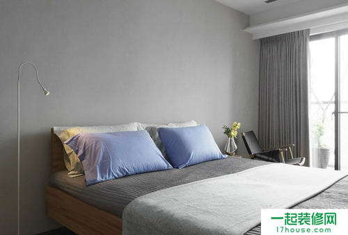90平米时尚风格现代简约灰色卧室床头背景墙装修效果图