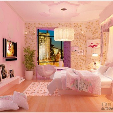 现代三居室小清新90后女生卧室壁纸装修效果图片 以上就是小编为