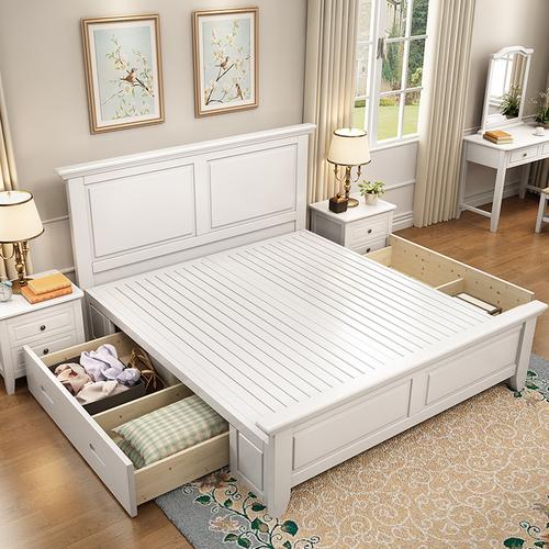 18米美式床大床两米15米白色气压储物收纳床带抽屉箱体主卧室家具