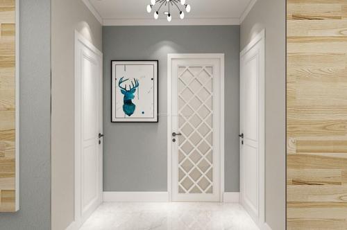 北欧风格卧室白色门装修效果图片