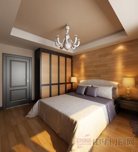 暖色延伸简欧风格图片 黑色卧室门装修效果图