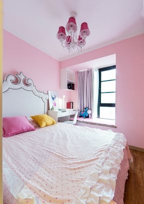 普通女孩卧室粉色墙面装修效果图片  1125